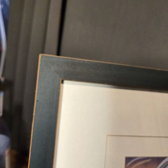 Abstract Art Print Underwater Scene W/ Tropical Fish & Coral Reef, Matted Framed - Picture 7 of 8